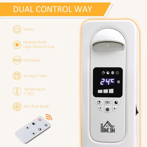 2720W Digital Oil Filled Radiator, 11 Fin, Timer, 3 Settings, Safety Off Remote