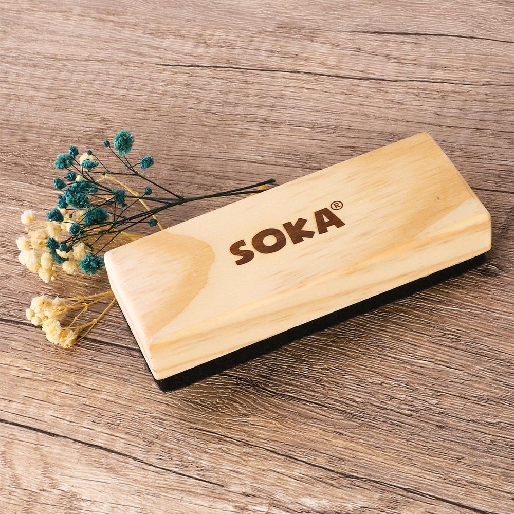 SOKA Eraser: Premium Quality Wooden Handle - Multifunctional for Chalkboards & Whiteboards - Certified Safe