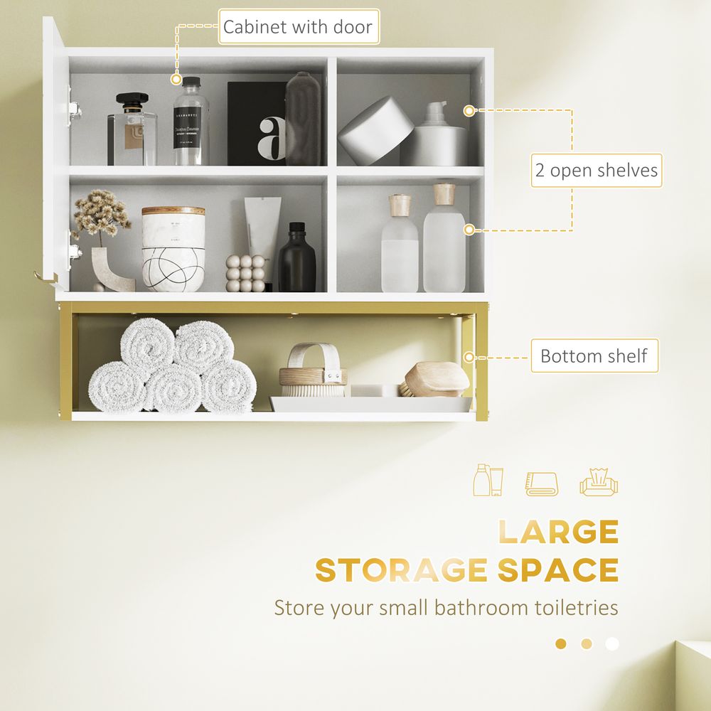 High-Quality kleankin Wall Cabinet: Adjustable Shelf, Stylish Storage Solution for Bathroom, Hallway, Living Room