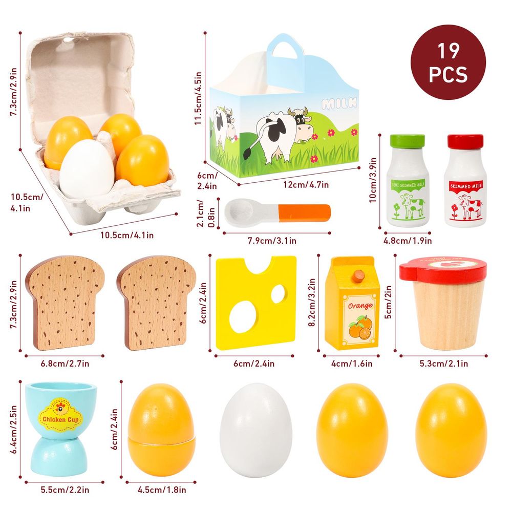 SOKA Wooden Breakfast Set - High Quality Pretend Play Food for Kids - Educational Development Toy - Certified Safety Standards