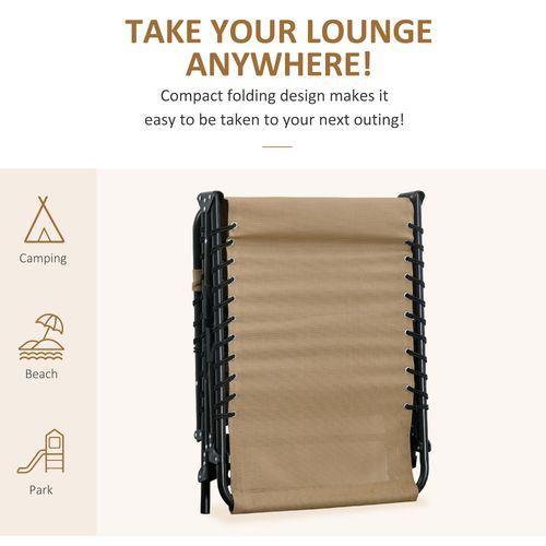 Portable Sun Lounger, Adjustable Backrest PillowBeige