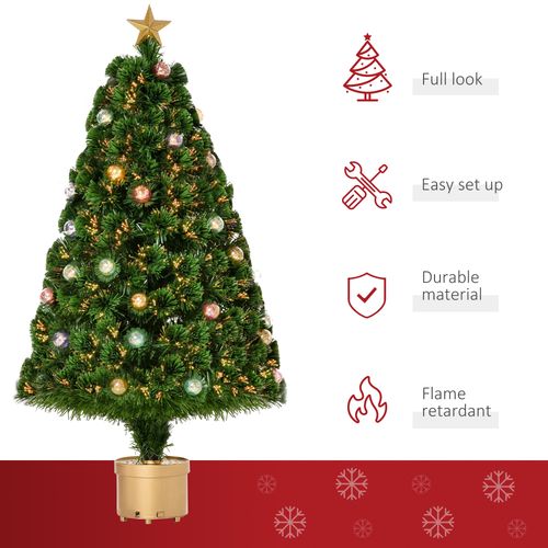 4FT Prelit Artificial Christmas Tree Fiber Optic Xmas Indoor Golden Stand Green