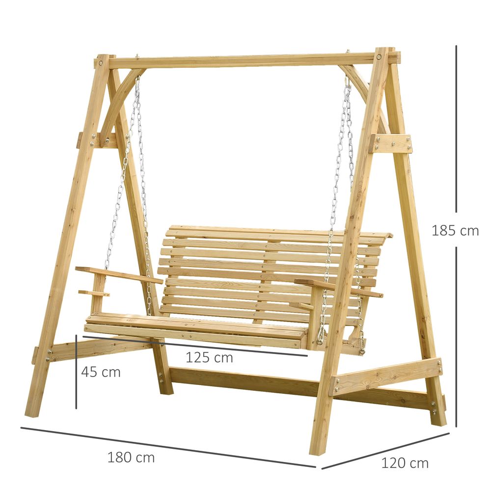 2-Seater Larch Wood Swing Chair Bench: Durable, Stylish, Relaxing. Perfect for Your Garden.