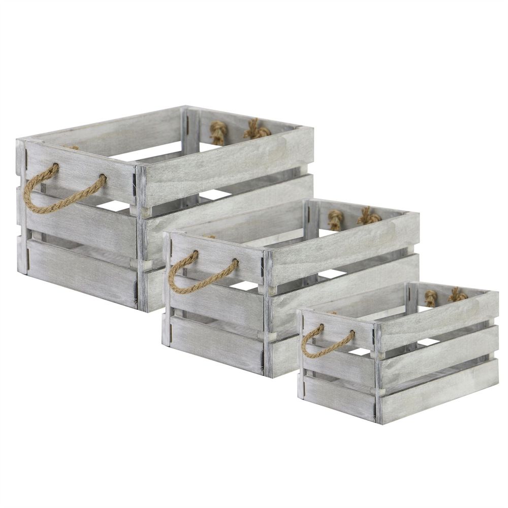 Premium Wooden Storage Crates - Set of 3 | Maison & White