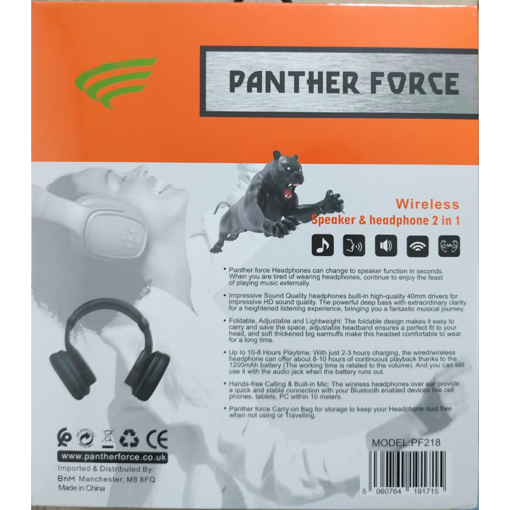 Panther Force Wireless Bluetooth Headphone + Twistout Speaker PF218