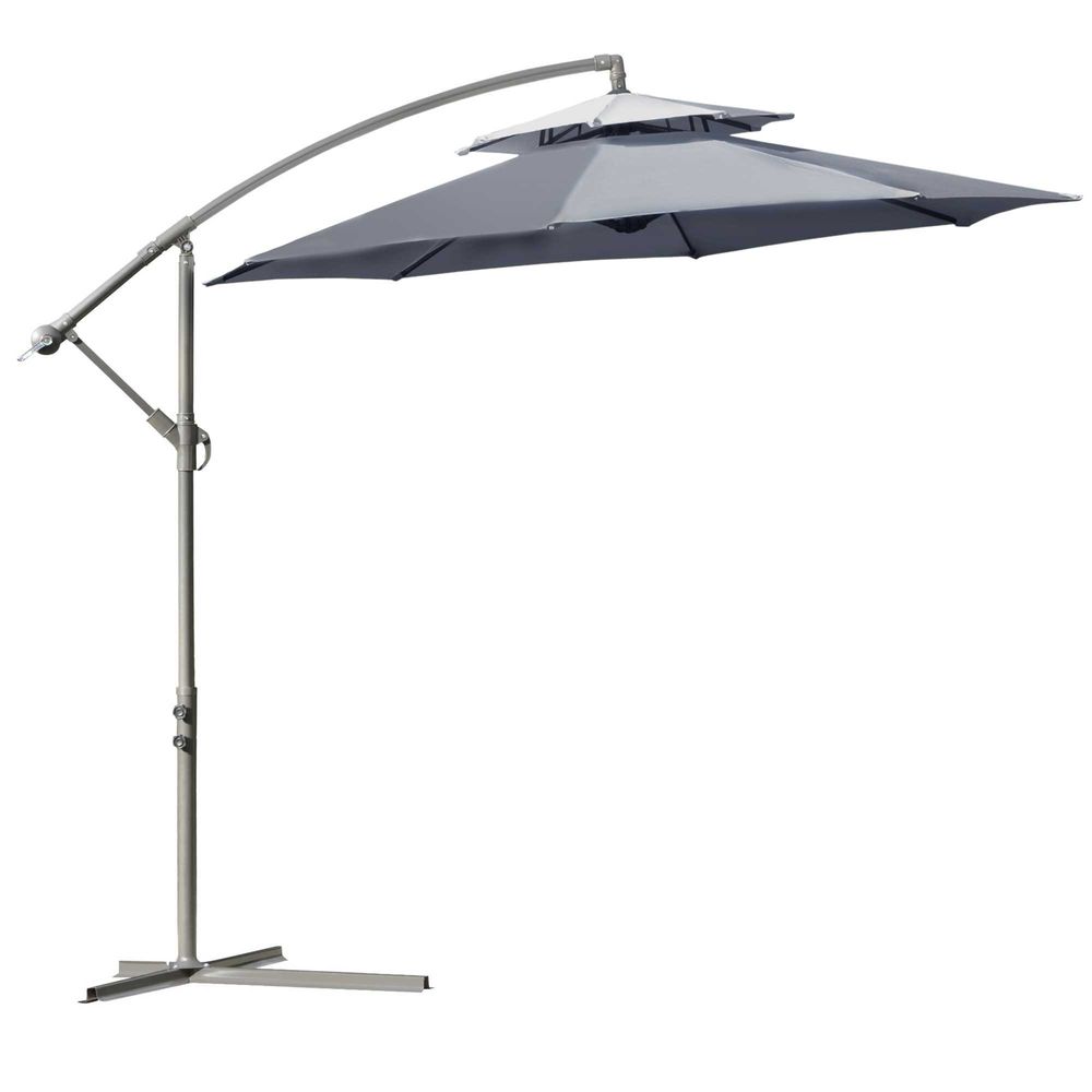 Premium Dark Grey Banana Parasol Umbrella - 2.7m Cantilever Handle. Steel Frame. Sturdy & Stylish. Shade & Comfort.