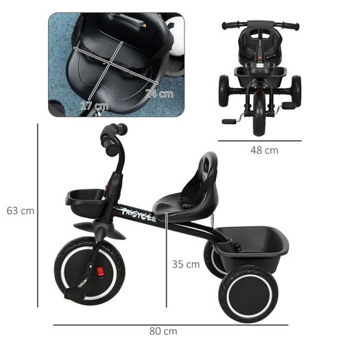 AIYAPLAY Kids Trike for 2 to 5 Years with Adjustable Seat, Baskets