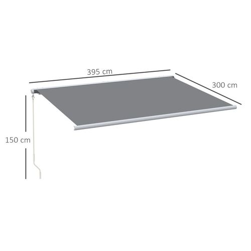 Outsunny 4x3m Full Cassette Electric/Manual Retractable Awning w/ LED Light