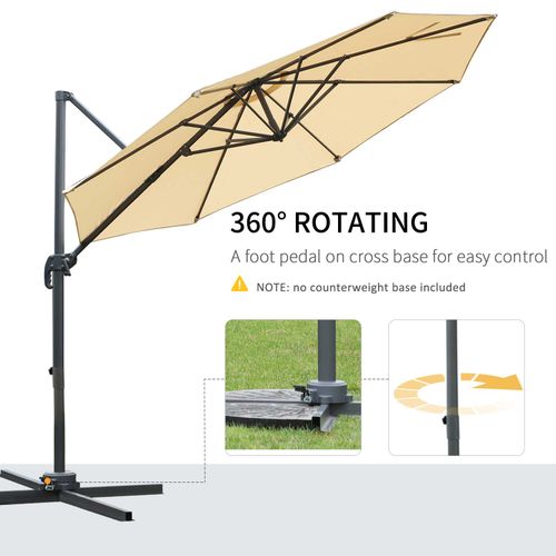 Outsunny Umbrella Parasol W/360 Rotation and Cross Base-Beige
