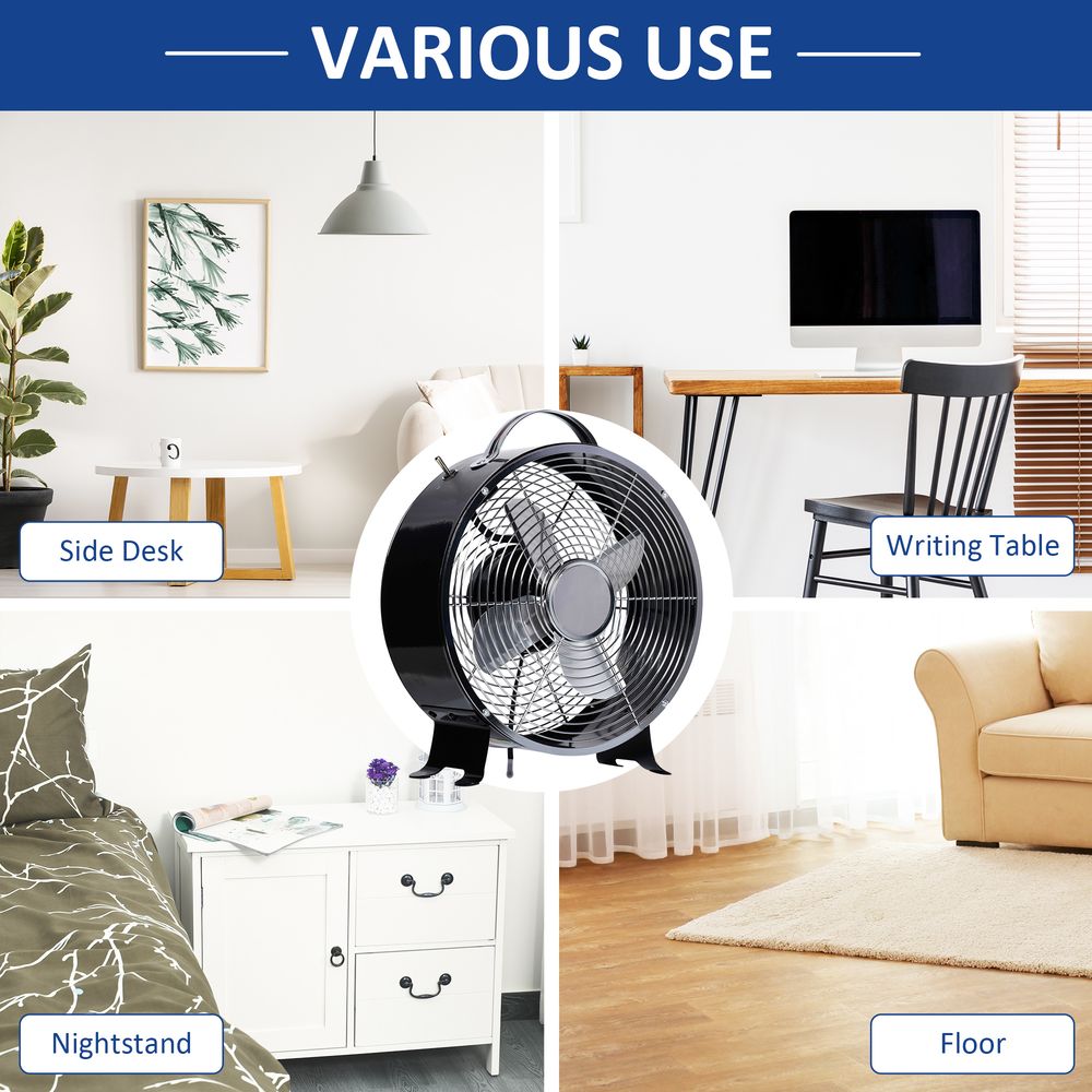 HOMCOM 10" 2-Speed Electric Table Desk Fan w/Safety Guard Anti-Slip Feet Portable Personal Cooling Fan Home Office Bedroom Black