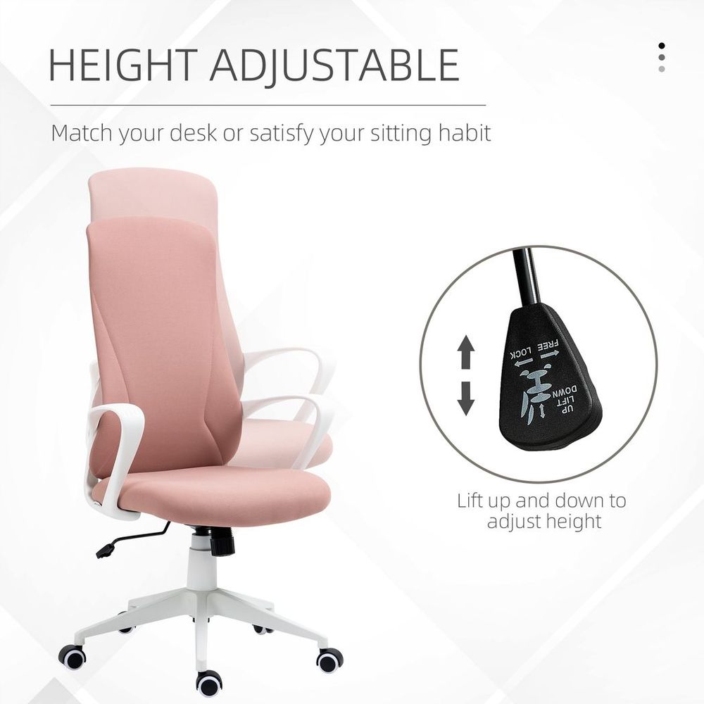 Premium Vinsetto High-Back Office Chair - Adjustable Height, Elastic Design, Pink