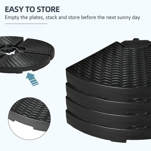 Outsunny 4PCs Parasol Bases Umbrella Weights w/ Handles for Garden Patio, Black