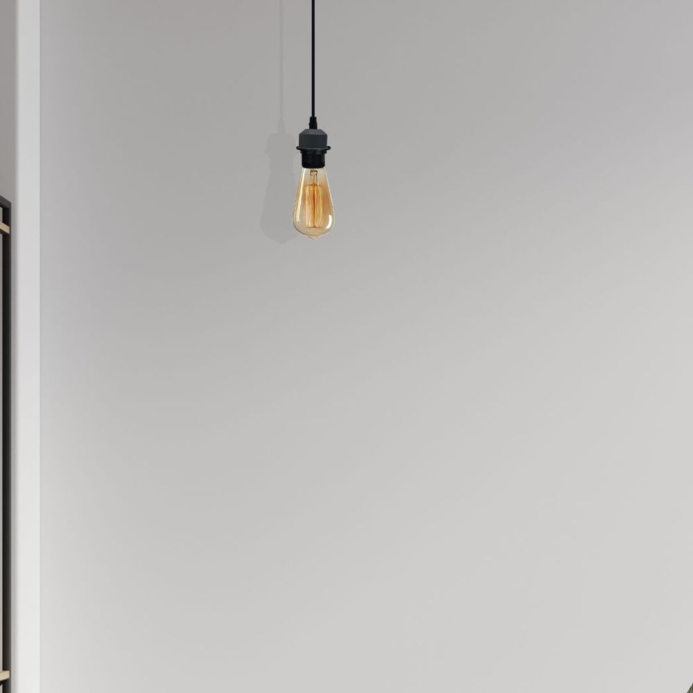 Industrial Grey Pendant Light Fitting, E27 Lamp Holder Set with Cable - High Quality, UK Standard