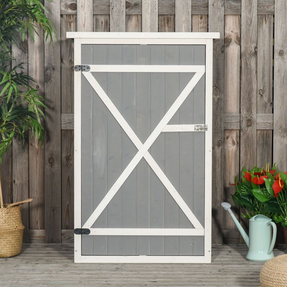 Outsunny Wooden Garden Storage Shed - Fir Wood Tool Cabinet