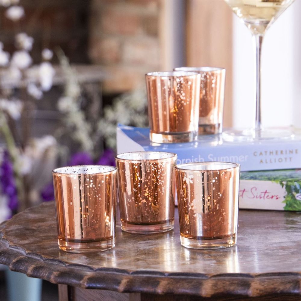 Rose Gold Speckled Tea Light Holders - Set of 12 | M&W