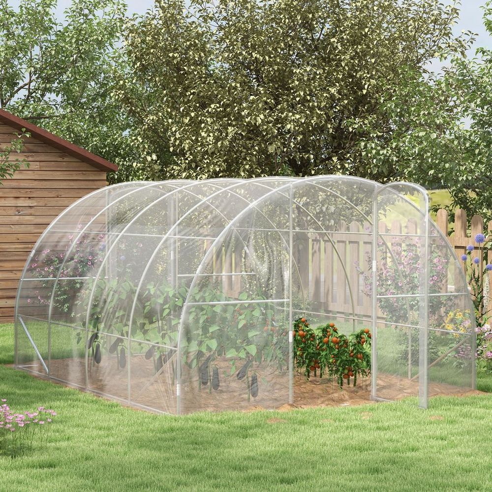 Premium Outsunny Greenhouse: 4x3m, Galvanised Steel Frame, Quality Door