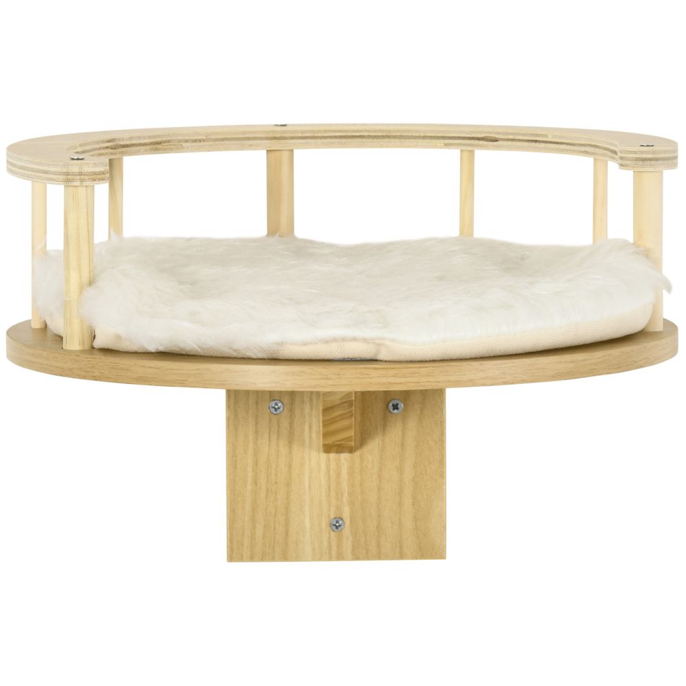 Premium Wall-Mounted Cat Shelf - Cushioned, Guardrails, 34x34x10.5cm - Beige