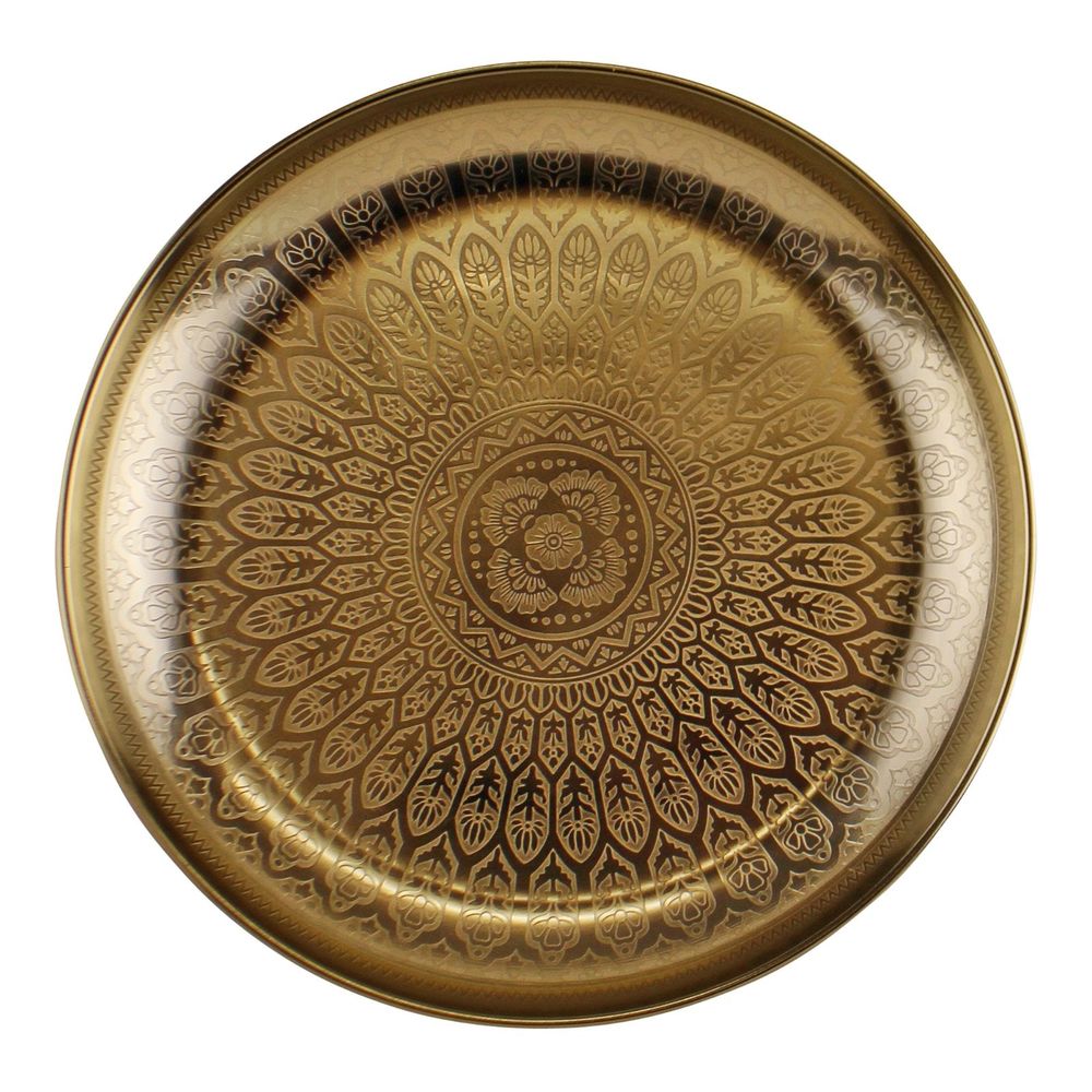 Exquisite Kasbah Design Decorative Gold Metal Tray