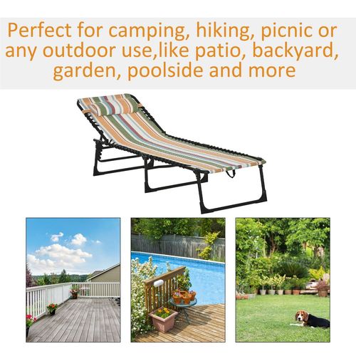 Outsunny Folding Beach Chair Chaise Lounge 4 Adjustable Positions, Multicolored
