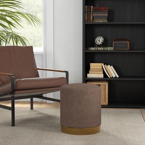 HOMCOM Modern Round Footstool, Fabric Upholstered Foot Rest