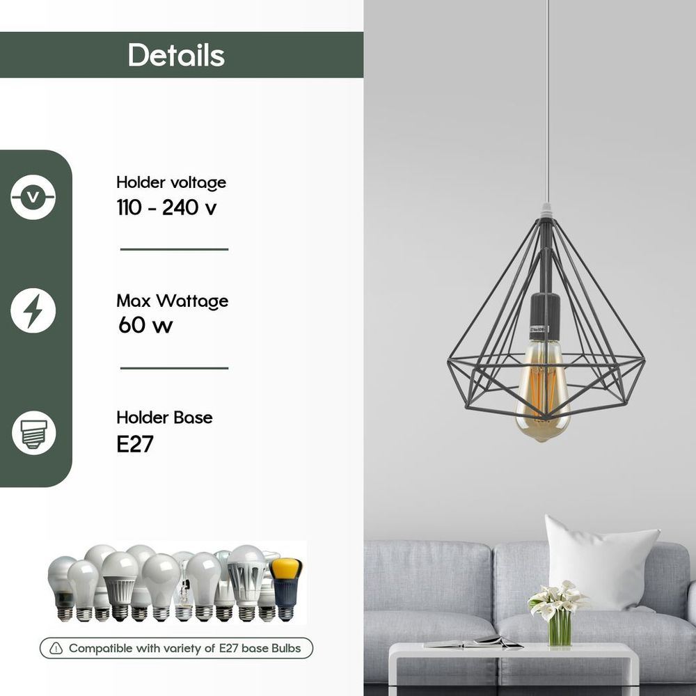 Single Red Vintage Industrial E27 Ceiling Hanging Light Cage Shade Loft Style Metal Ceiling Pendant Lamp