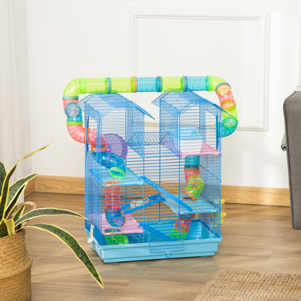Ultimate Multi-Level Animal Cage Kit for Small Pets - Hammster Cage with Accessories by Pawhut