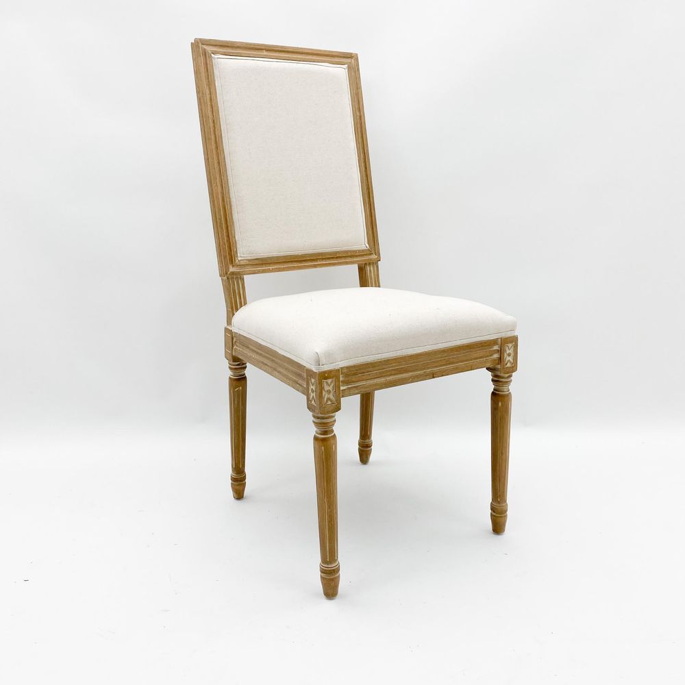 96cm Grey Linen Fabric Louis Chair