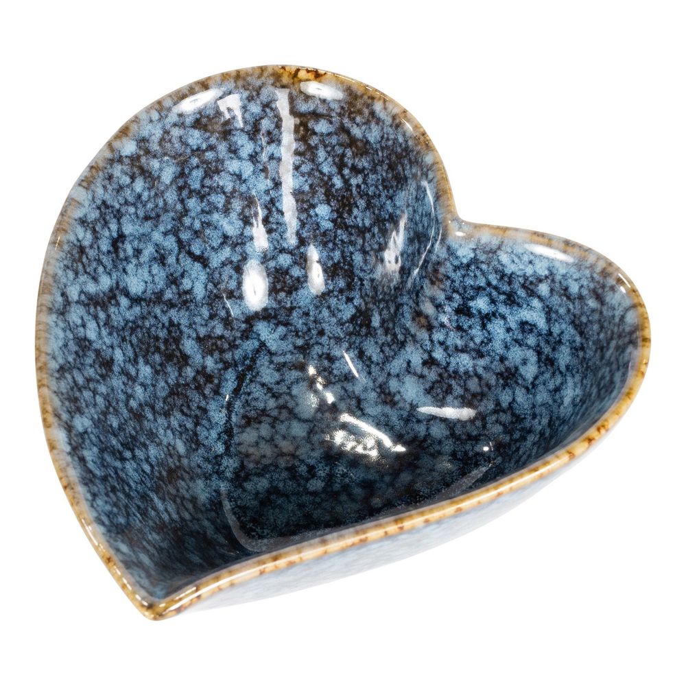 Synergy Ceramic Heart Shaped Trinket Dish - Quality Blue Glazed Finish - Perfect Gift - SKU: SY0036