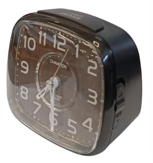 Champion Supalite Light/Snooze with Silent Sweep Alarm Clock Black