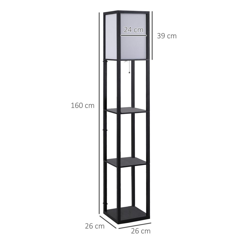 Modern 4-Tier Shelf Floor Lamp - Store, Display, and Illuminate - Black/White