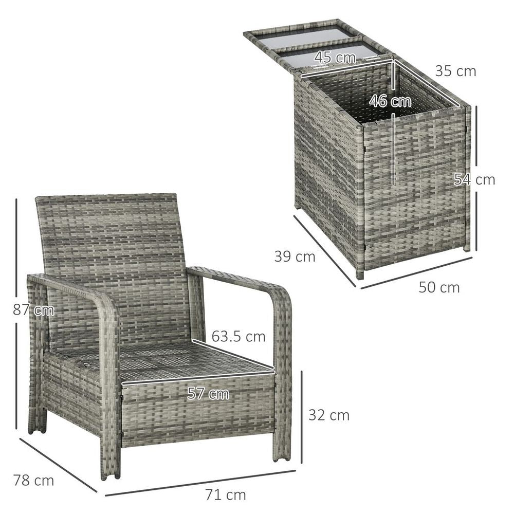 High-Quality 3-Piece PE Rattan Garden Sofa Set - Grey