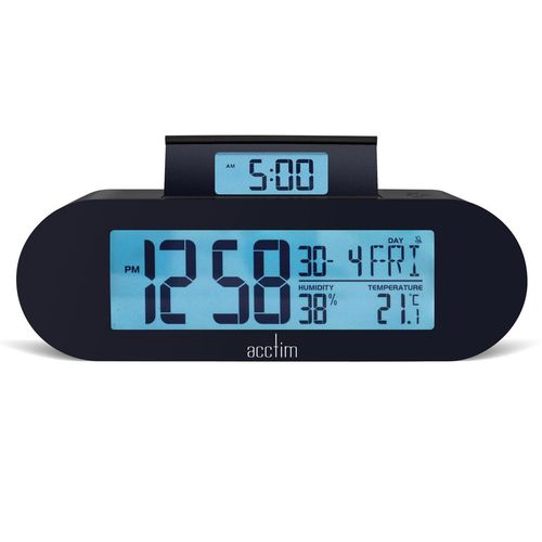 Acctim Kian Digital Alarm Clock Crescendo Alarm Date, Temperature & Humidity Display Pop Up Alarm Soot