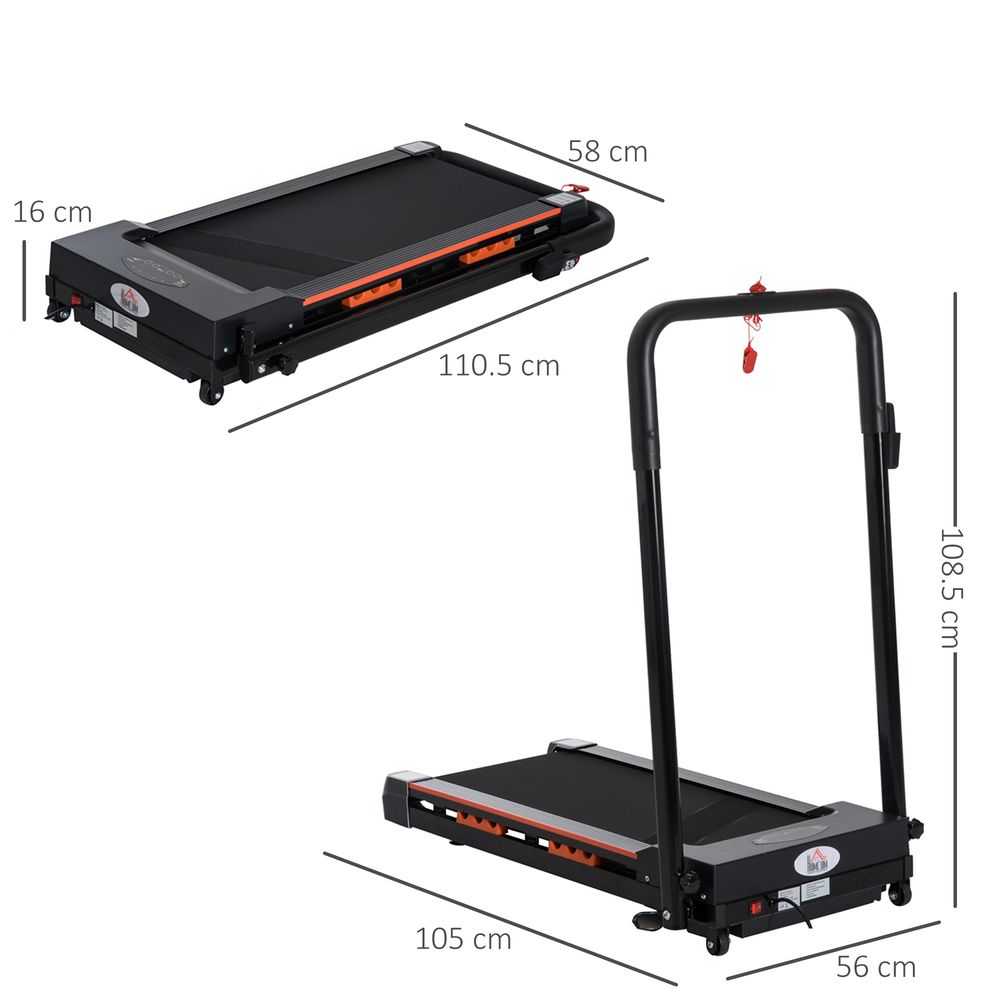HOMCOM Electric Motorised Treadmill Walking Machine Foldable - 0.5hp | 1 to 6 km/h | Indoor Gym Fitness Exercise with Remote Control