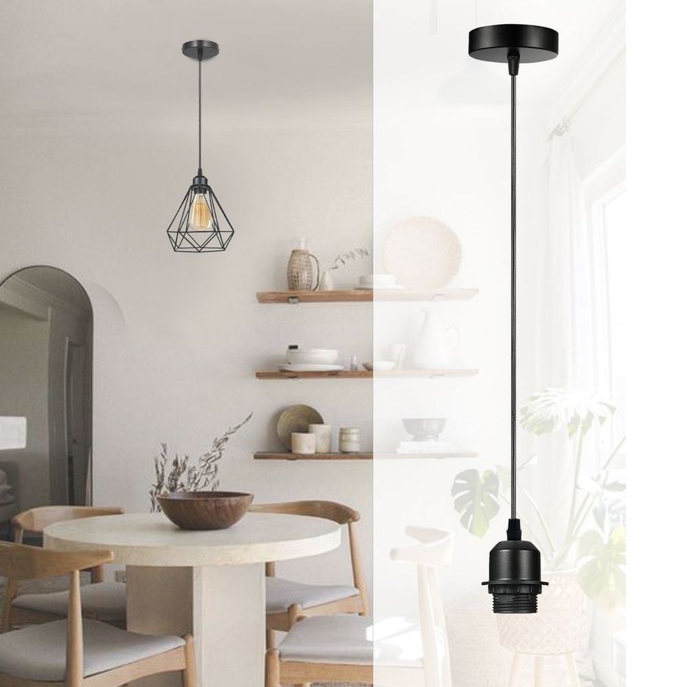 10 Pack Industrial Black Pendant Light, Lampshade Addable E27 Lamp Holder