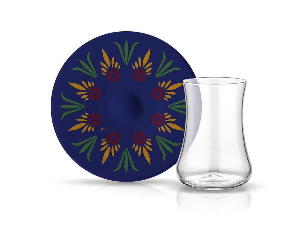 Dervish ZDA Helen Tea Glass and Saucer - Blue