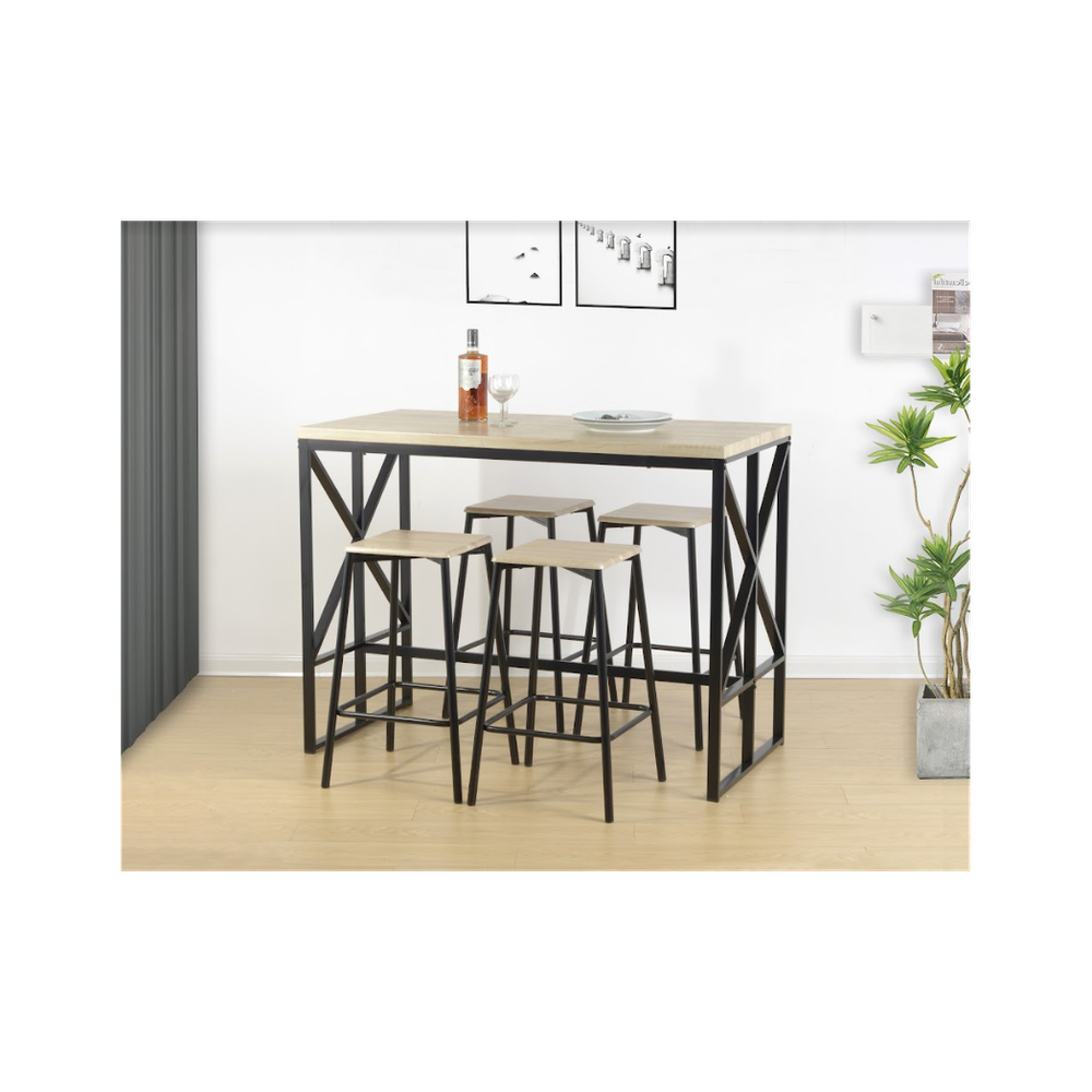 5 Piece Breakfast Bar Set Table in OAK - TAVOLO