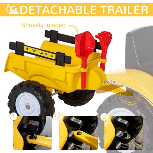 HOMCOM Kids Pedal Go Kart Children Ride On Digger Tractor Toy Car Excavator For 3-6 Years