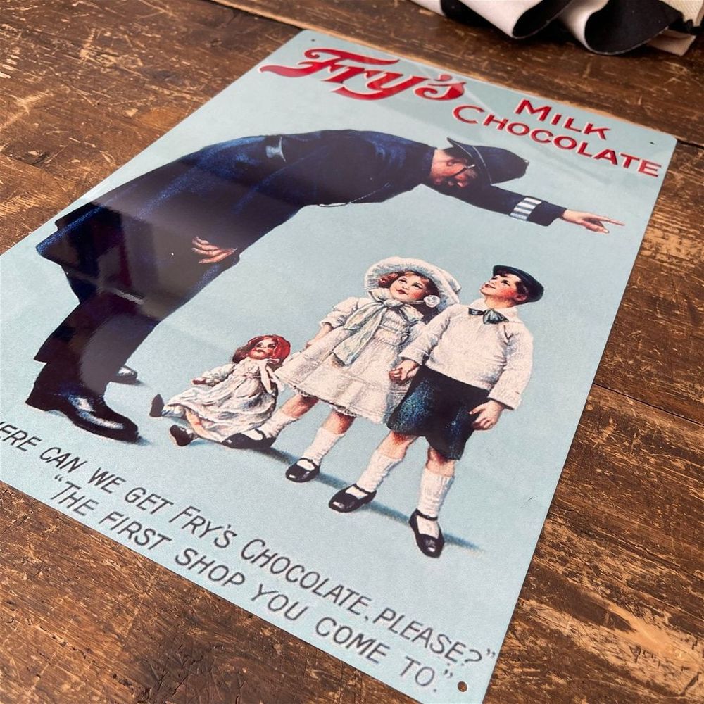 Premium Vintage Metal Sign - Retro Fry's Milk Chocolates Advertising - UK Made