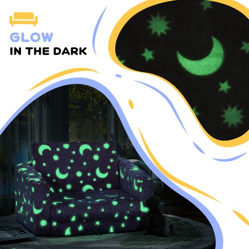 AIYAPLAY 2 in 1 Kids Folding Bed with Glow in The Dark Cosmic Design