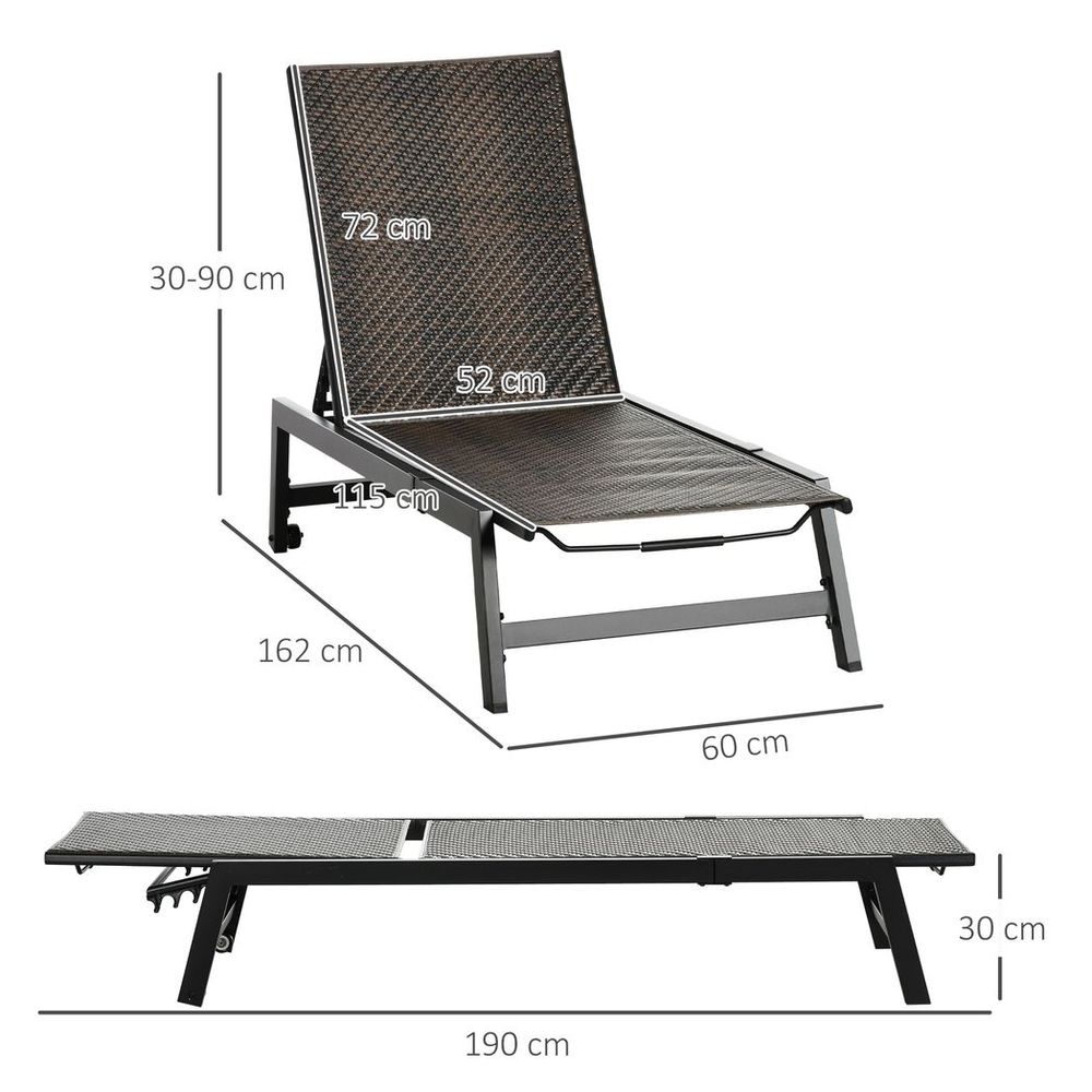 Premium Outdoor Rattan Sun Loungers - 5-Position Backrest & Wheels - Best Quality - Perfect for Relaxation - Professional Seller