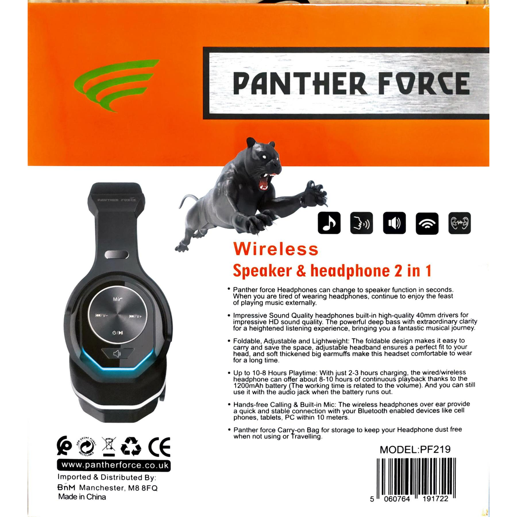 Panther Force Wireless Bluetooth Headphone + Twistout Speaker PF219