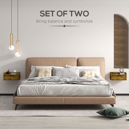HOMCOM Floating Nightstand Set of 2, Nightstand with Drawer