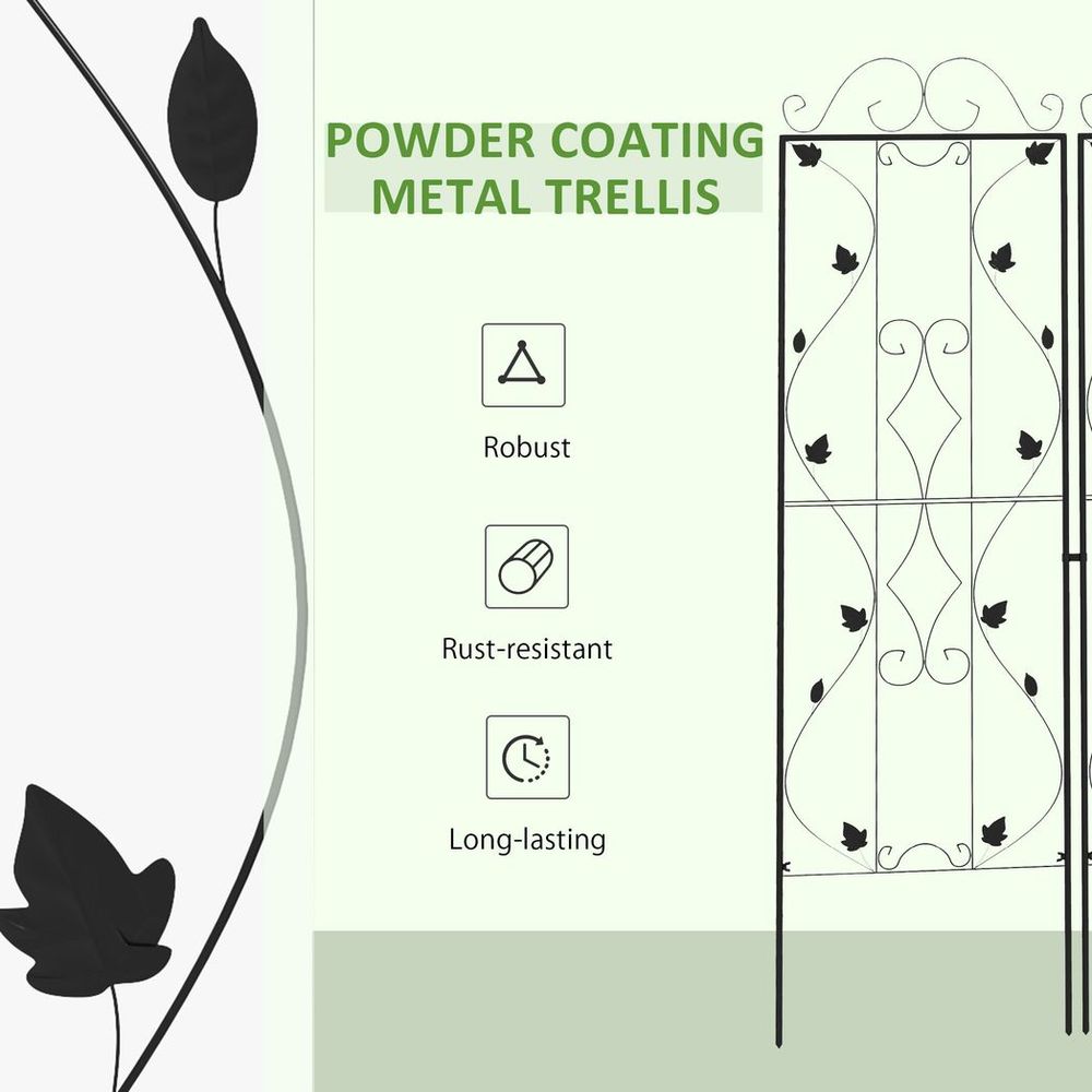 Premium Outsunny Metal Trellis Set - 2-Pack, Leaf Design