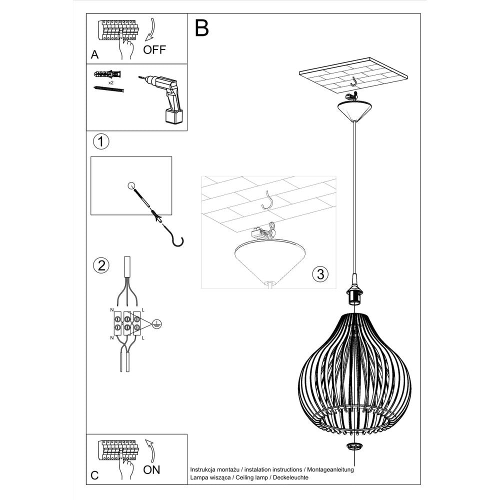 Aprilla Pendant Lamp - Stylish, Scandinavian Design, High-Quality Wood, E27 socket
