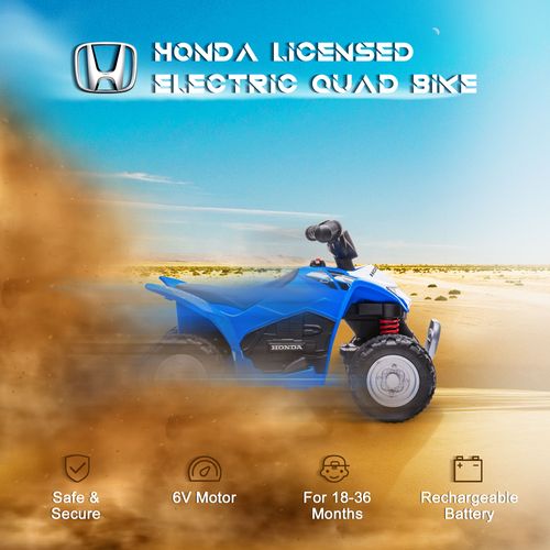 AIYAPLAY Honda Licensed Kids Electric Quad Bike 6V ATV 1.5-3 Years Blue