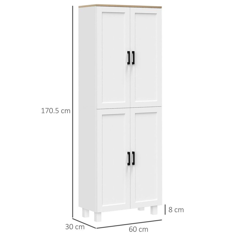 HOMCOM Modern Kitchen Cupboard Storage Cabinet with 4 Shelves, White