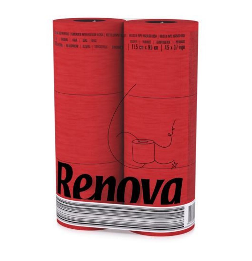Renova [6 Rolls Red] 3 Ply Soft Colour Toilet Loo Bathroom Tissue Paper Rolls