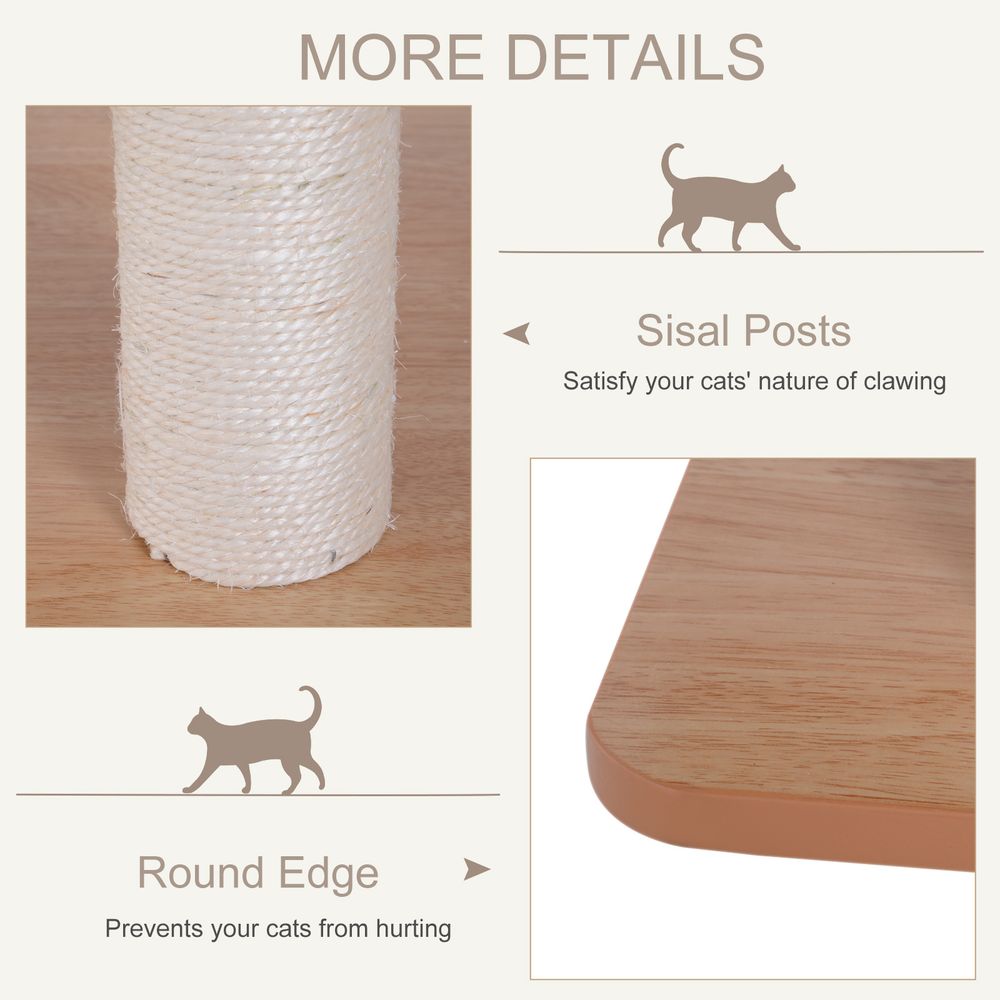 PawHut Wood Cat Tree Scratching Post for Indoor Cats Kitten House Condo Activity Center w/Cushion Hanging Toy Multi-level