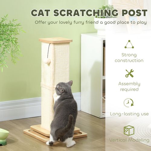 PawHut 67cm Cat Scratching Post 3 in 1 Cat Scratcher w/ Track Ball Toy