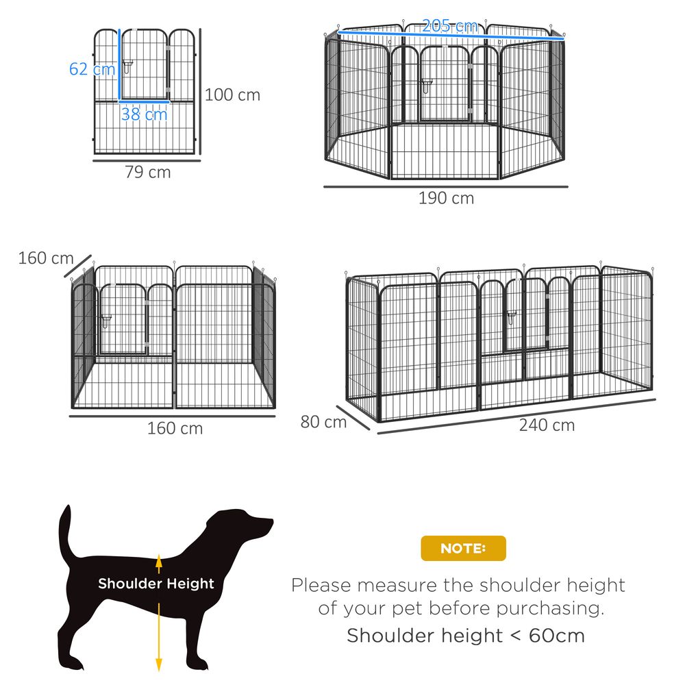PawHut Dog Pen 8 Panels Puppy Pen Heavy Duty Pet Playpen for Indoor Outdoor for Dogs, Rabbits, Ducks 100cm High